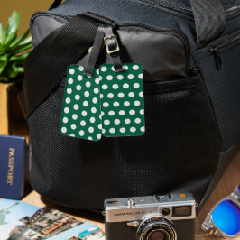 Groene en Witte poka Dots Bagagelabel