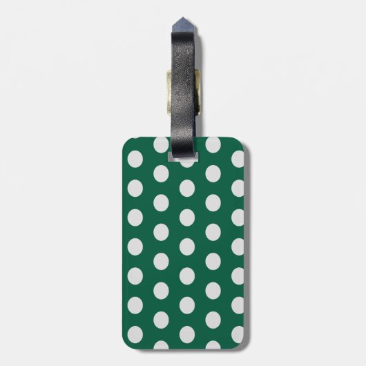 Groene en Witte poka Dots Bagagelabel (Achterkant verticaal)