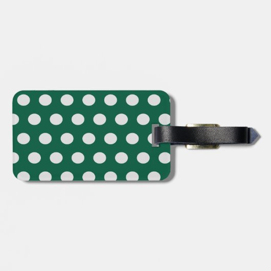 Groene en Witte poka Dots Bagagelabel (Achterkant horizontaal)