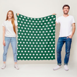 Groene en Witte poka Dots Fleece Deken