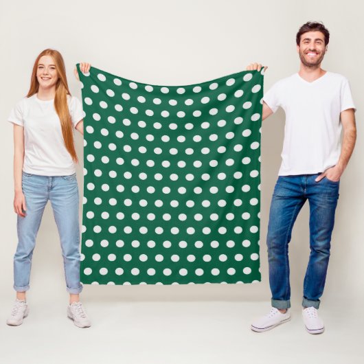 Groene en Witte poka Dots Fleece Deken (In situ)