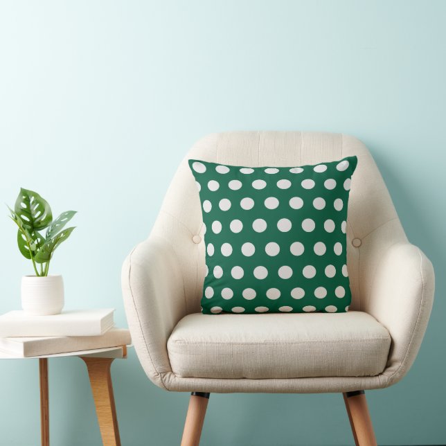 Groene en Witte poka Dots Kussen (Stoel)