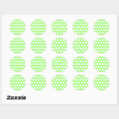 Groene en Witte poka Dots Ronde Sticker (Vel)