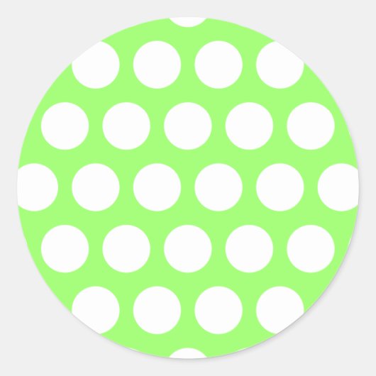 Groene en Witte poka Dots Ronde Sticker (Voorkant)