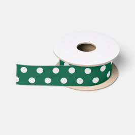 Groene en Witte poka Dots Satijnen Lint
