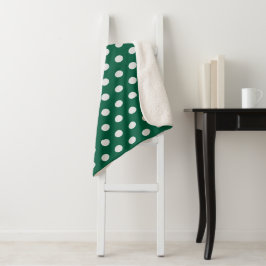 Groene en Witte poka Dots Sherpa Deken