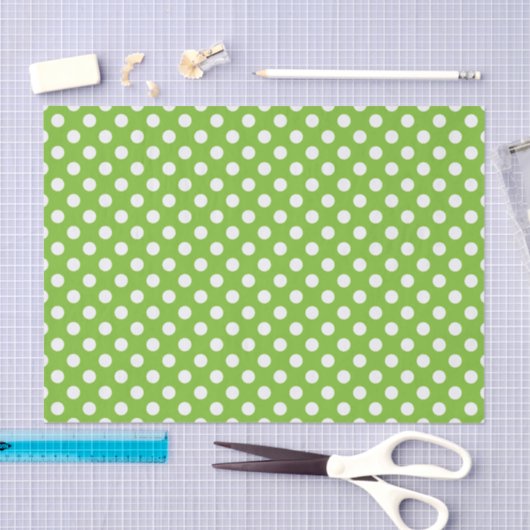 Groene en Witte poka Dots Tissuepapier (Craft)