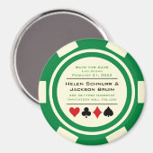 Groene en Witte Poker Chip Casino Opslaan De Datum Magneet (Voorkant / Achterkant)
