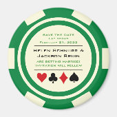 Groene en Witte Poker Chip Casino Opslaan De Datum Magneet (Voorkant)