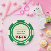 Groene en Witte Poker Chip Las Vegas Bruiloft Papieren Bordje (Feest)