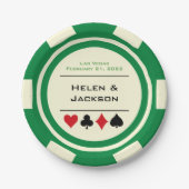Groene en Witte Poker Chip Las Vegas Bruiloft Papieren Bordje (Voorkant)