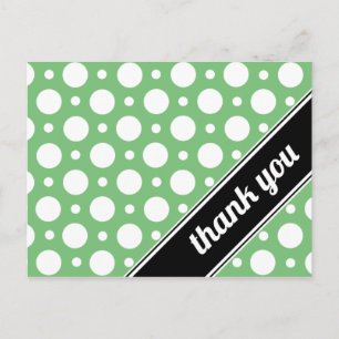 Groene en Witte Polka Dot Dank u Briefkaarten