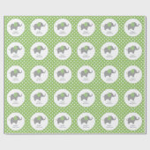 Groene en witte Polka Dot Olifant Baby shower Cadeaupapier (Vlak)