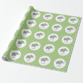 Groene en witte Polka Dot Olifant Baby shower Cadeaupapier (Uitgerold)
