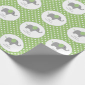 Groene en witte Polka Dot Olifant Baby shower Cadeaupapier (Hoek)