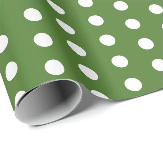 Groene en witte Polka Dot Party Cadeaupapier (Rol Hoek)