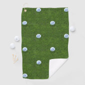 Groene en Witte Polka Dots Bal Monogrammed Golfhanddoek (Insitu)
