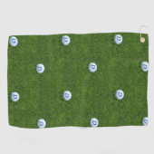 Groene en Witte Polka Dots Bal Monogrammed Golfhanddoek (Horizontaal)