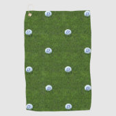 Groene en Witte Polka Dots Bal Monogrammed Golfhanddoek (Voorkant)