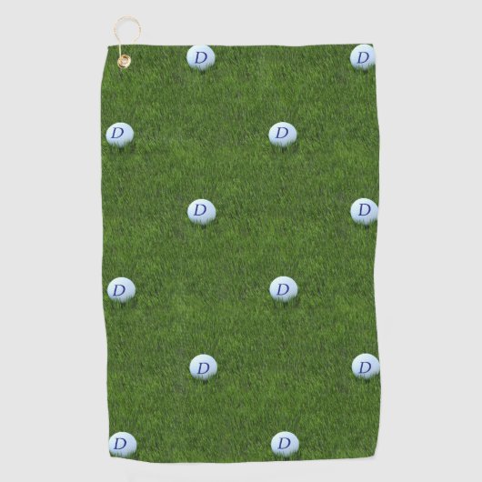 Groene en Witte Polka Dots Bal Monogrammed Golfhanddoek (Voorkant)