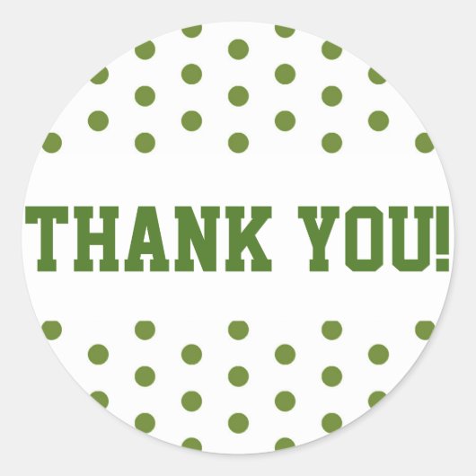 Groene en Witte Polka Dots Dank U Ronde Sticker (Voorkant)