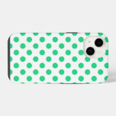 Groene en witte polka stippen iPhone hoesje (Achterkant horizontaal)