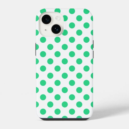 Groene en witte polka stippen iPhone hoesje (Achterkant)