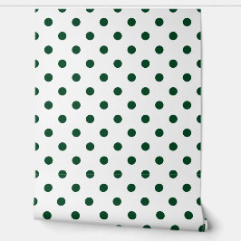 Groene en witte Polkadots Behang