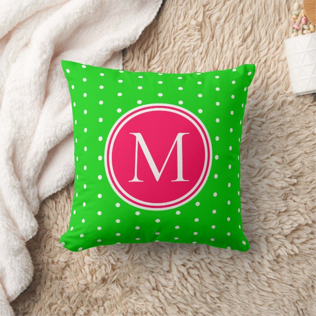 Groene en witte pooldop met roze monogram kussen (Deken)