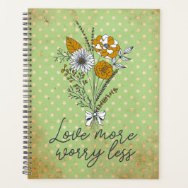 Groene en witte poolvlek "Love more Worry less" Planner