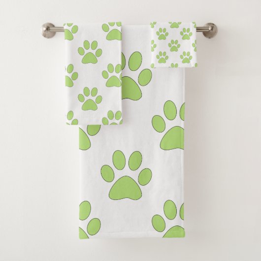 Groene en witte pootafdrukken bad handdoek (Insitu)