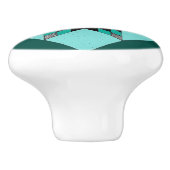 Groene en witte Quilt Design Knobbels Keramische Knop (Zijkant)