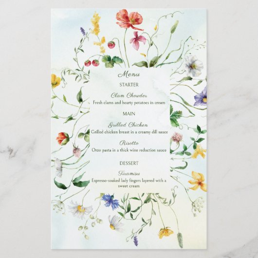 Groene en Witte Romance Rustiek Wedding Menu (Voorkant)