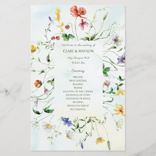 Groene en Witte Romance Rustieke Trouwprogramma's (Voorkant)