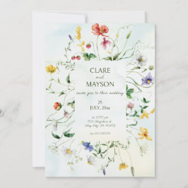 Groene en Witte Romance Rustieke Zomerbruiloft Kaart