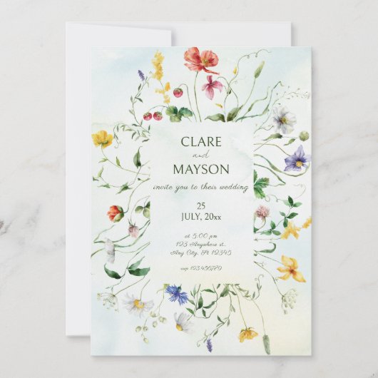 Groene en Witte Romance Rustieke Zomerbruiloft Kaart (Voorkant)