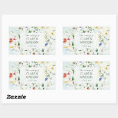Groene en Witte Romance Rustieke Zomerbruiloft Rechthoekige Sticker (Vel)