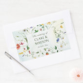 Groene en Witte Romance Rustieke Zomerbruiloft Rechthoekige Sticker (Envelop)