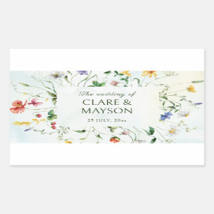 Groene en Witte Romance Rustieke Zomerbruiloft Rechthoekige Sticker