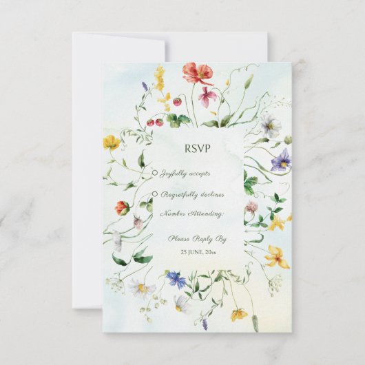 Groene en Witte Romance Rustieke Zomerbruiloft RSVP Kaartje (Voorkant)