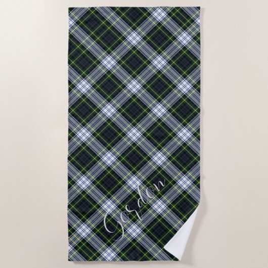 Groene en witte ruit Gordon Tartan Strandlaken (Voorkant)
