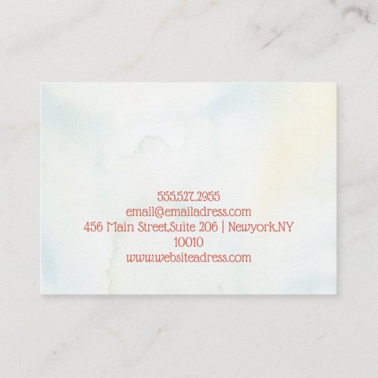 Groene en witte rustieke bloem zomer visitekaartje (Achterkant)