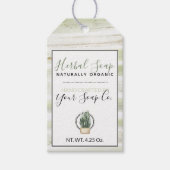 🌿 Groene en Witte Rustieke Waterverf Strepen Zeep Cadeaulabel (Voorkant)