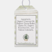 🌿 Groene en Witte Rustieke Waterverf Strepen Zeep Cadeaulabel (Achterkant)