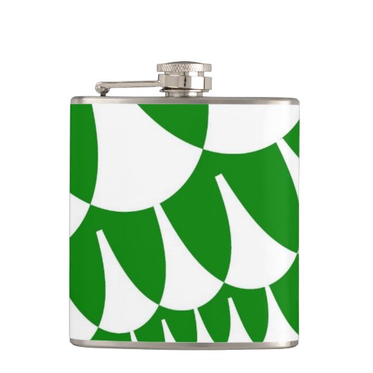 Groene en Witte Schalen Heupfles (Voorkant)