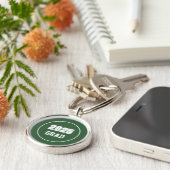 Groene en Witte Schoolkleuren Afgestudeerd Sleutelhanger (Zijkant)