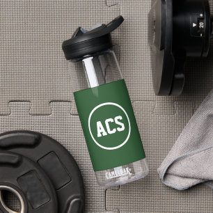 Groene en Witte Schoolkleuren en Letters Waterfles