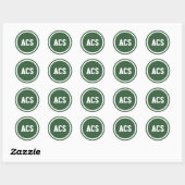 Groene en Witte Schoolkleuren Ronde Sticker (Vel)