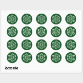 Groene en witte sneeuwvlok - Circle Sticker (Vel)
