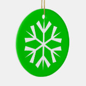 Groene en Witte Sneeuwvlok Keramisch Ornament (Rechts)